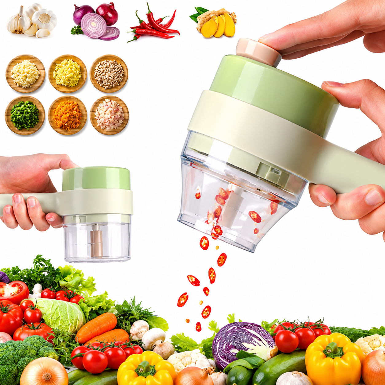 4 in 1 electric handheld cooking hammer vegetable cutter fruit slicer
